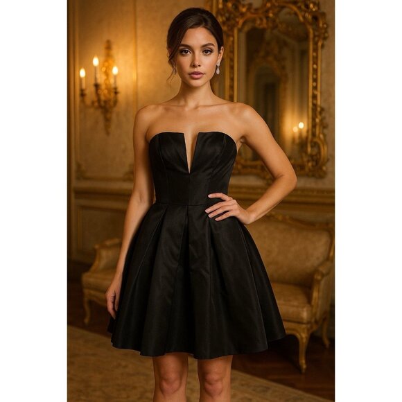 Rachel Allan Formal Little Black Dress SZ 12 HOCO Evening Glam - Picture 1 of 10